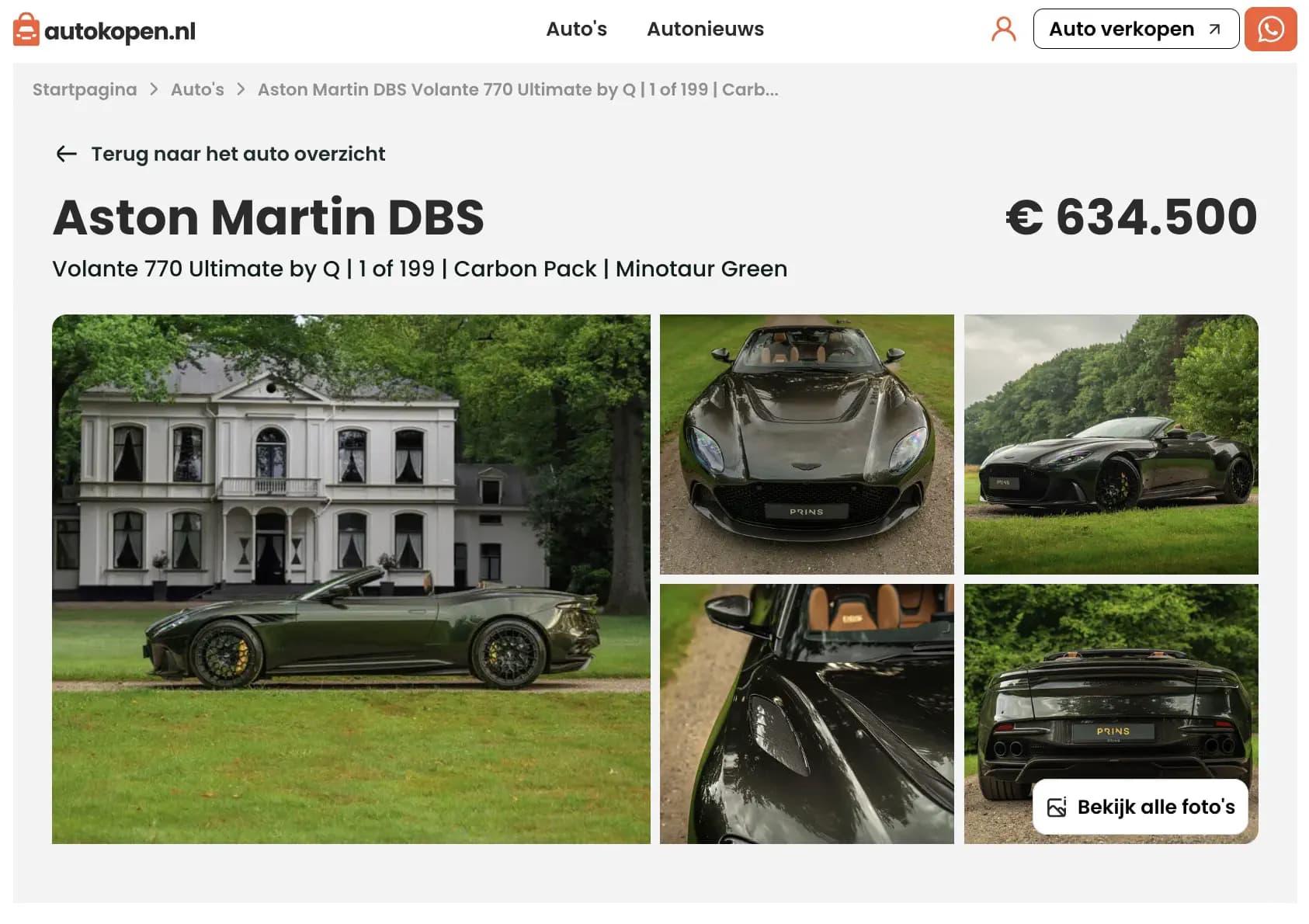 Een pareltje op AutoKopen: Aston Martin DBS 770 Ultimate 1/199