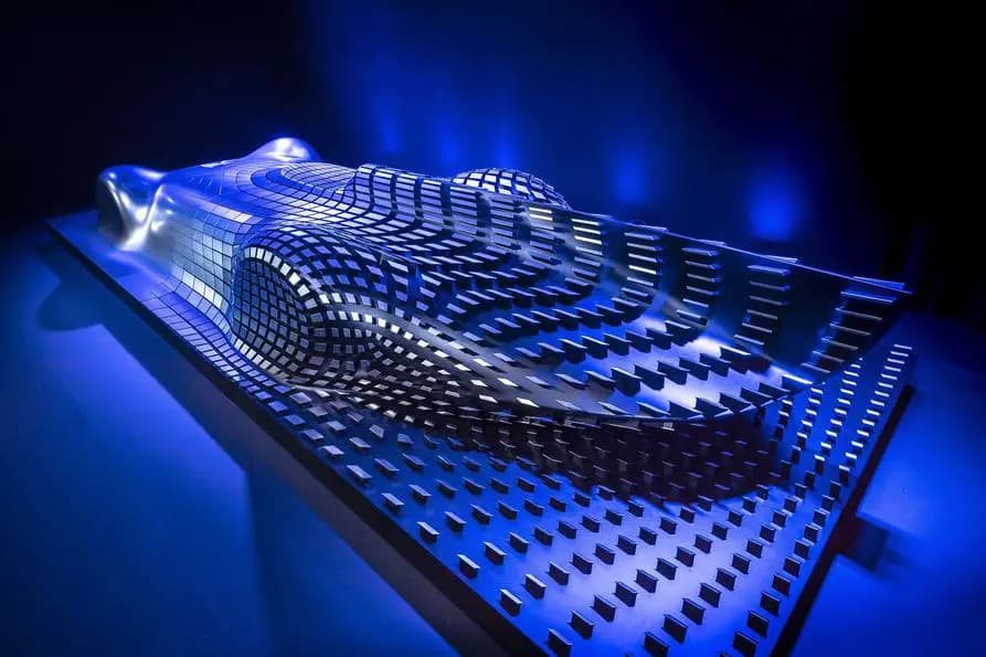 Mercedes-Benz Vision EQ Silver Arrow sculptuur imponeert